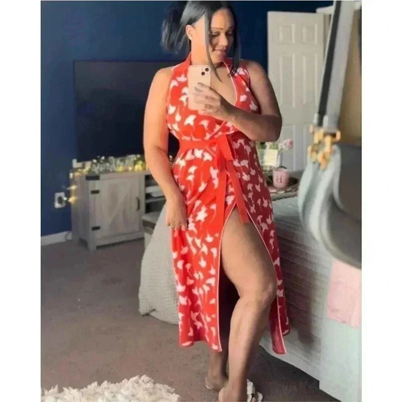 NWT Women's Collared Sleeveless Ginkgo Cherry Tomato Sweaterknit Midi Wr… - Picture 3 of 9